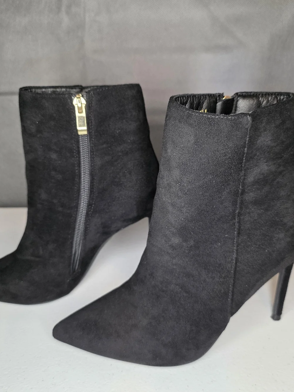 GenShuo Black Stiletto Ankle Booties Pointed Toe‎ Dress Boots Size 7